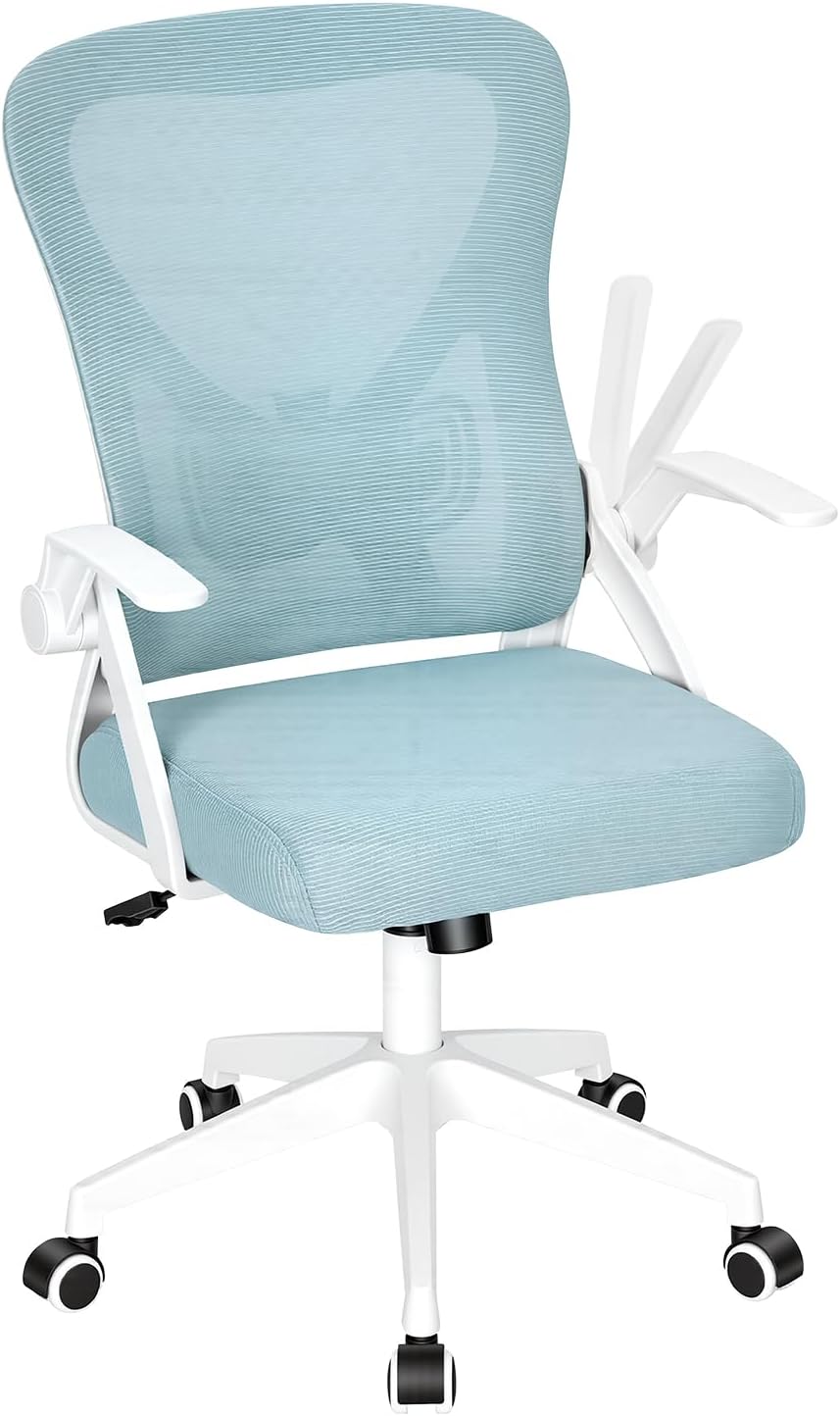 Chaise de Bureau Ergonomique avec Soutien Lombaire et Dossier Inclinable en Tissu Maille