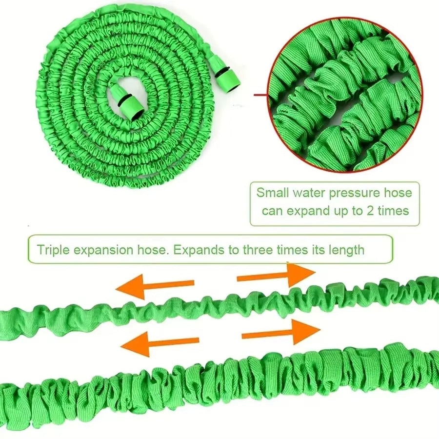 Tuyau d’arrosage extensible et rétractable avec embout d’arrosage – 7,6 à 61 m