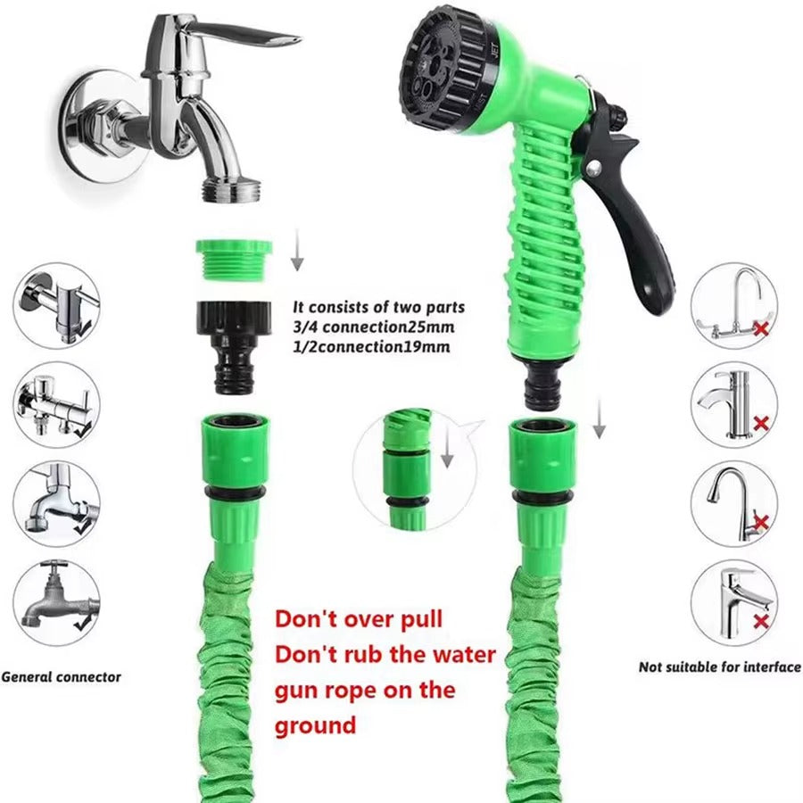 Tuyau d’arrosage extensible et rétractable avec embout d’arrosage – 7,6 à 61 m