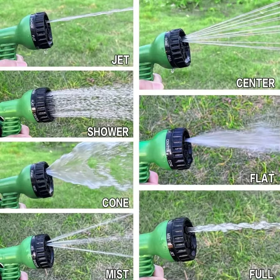 Tuyau d’arrosage extensible et rétractable avec embout d’arrosage – 7,6 à 61 m