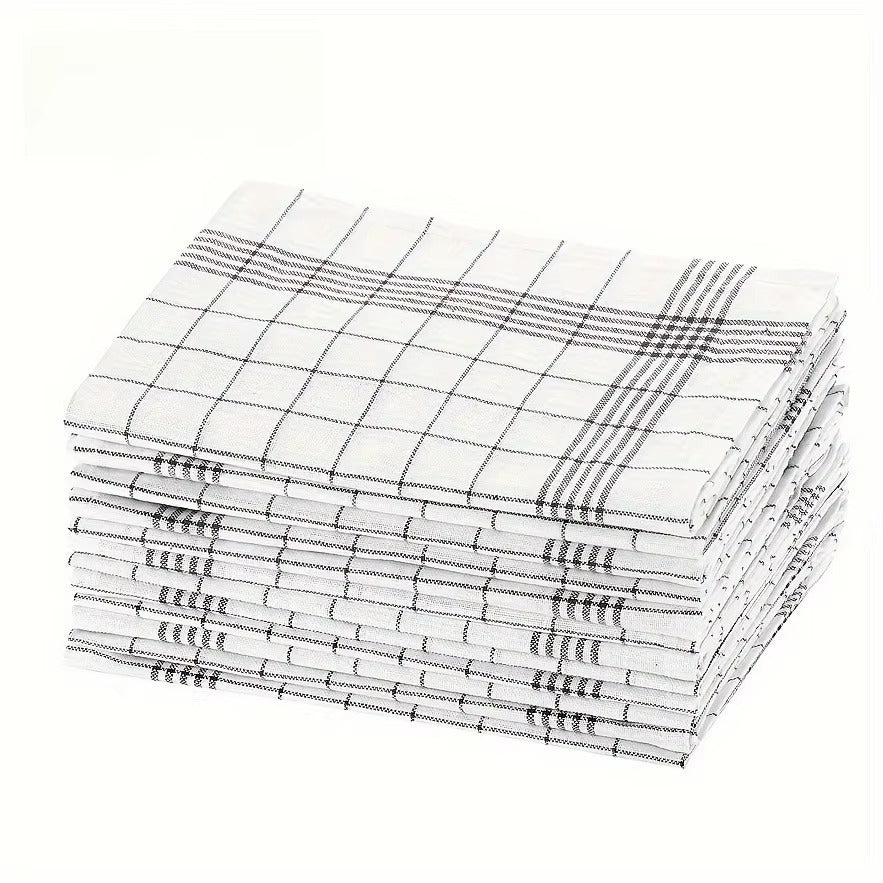 Lot de 1/5/10 torchons de cuisine classiques à carreaux,  serviettes de cuisine douces de grande taille